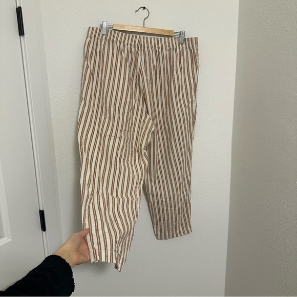 Madewell Linen-Cotton Track Trousers Off White Brown Striped Size XL Women’s - Picture 5 of 7
